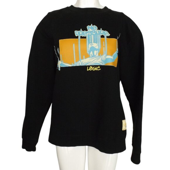 LOGIC Sweatshirt, M, Black, NO PRESSURE, Blue/Orange, Suspended man, 2 Sided - Picture 8 of 11